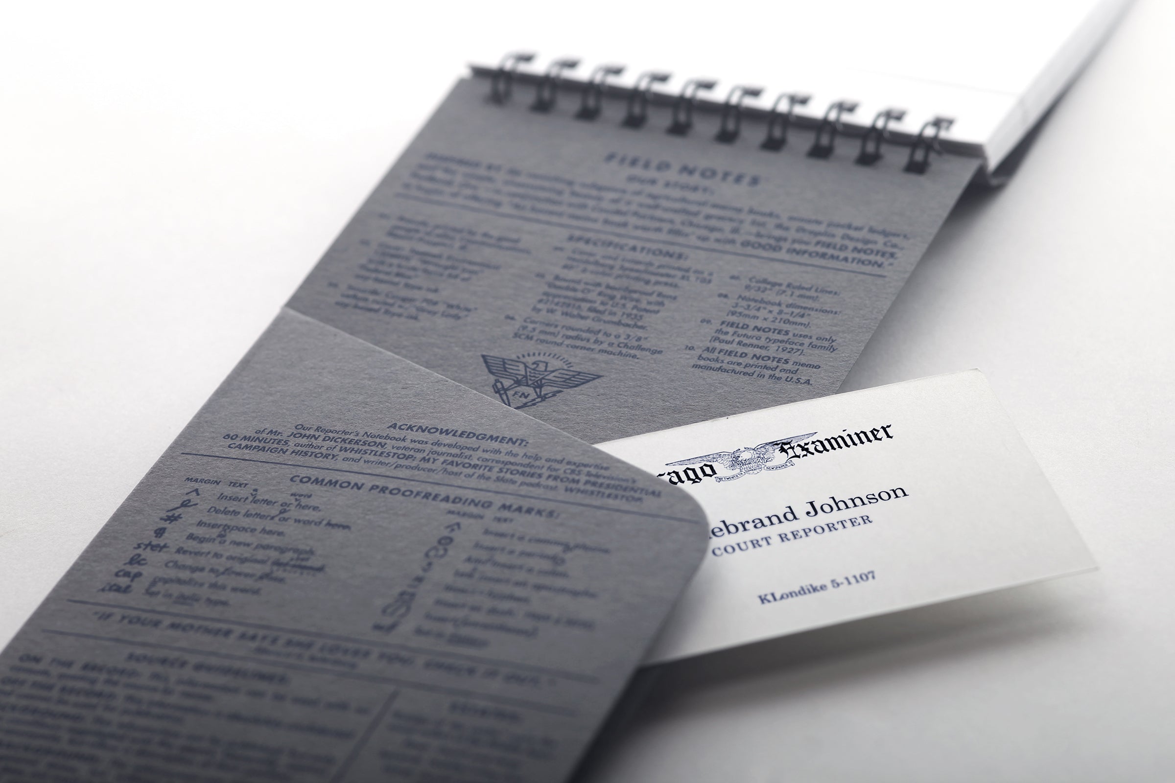 FRONT PAGE REPORTER'S NOTEBOOKS