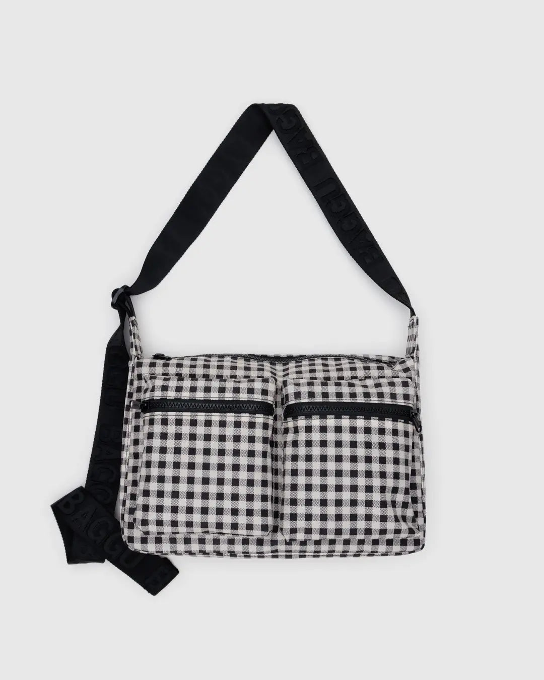 MEDIUM CARGO CROSSBODY- BLACK AND WHITE GINGHAM