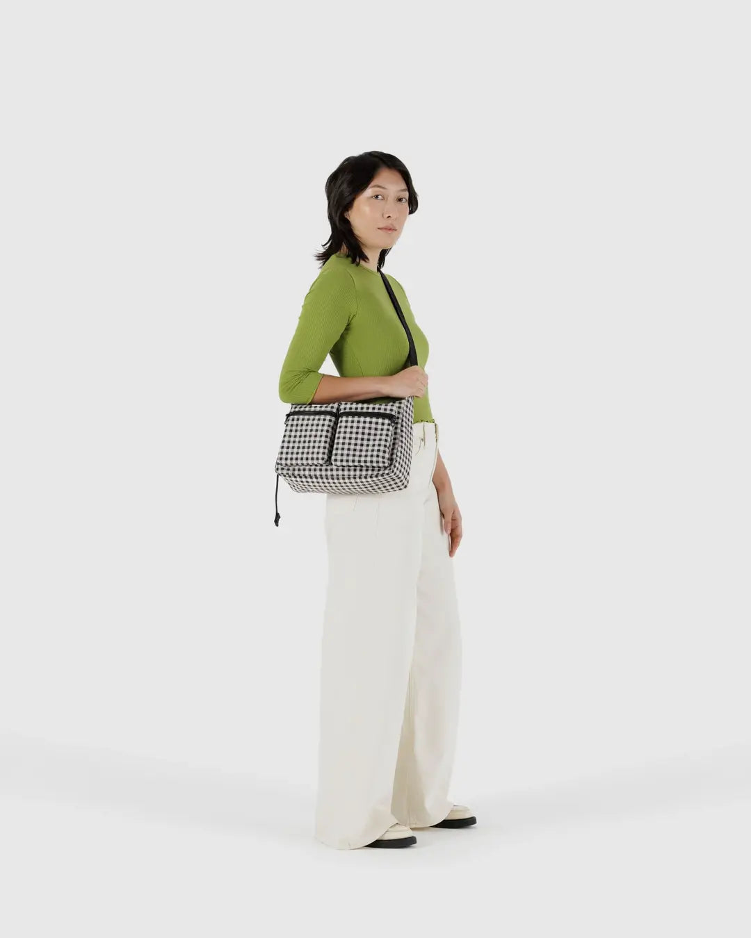 MEDIUM CARGO CROSSBODY- BLACK AND WHITE GINGHAM